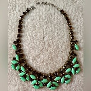 J.Crew Amber-Brown & Turquoise-Green Statement Necklace